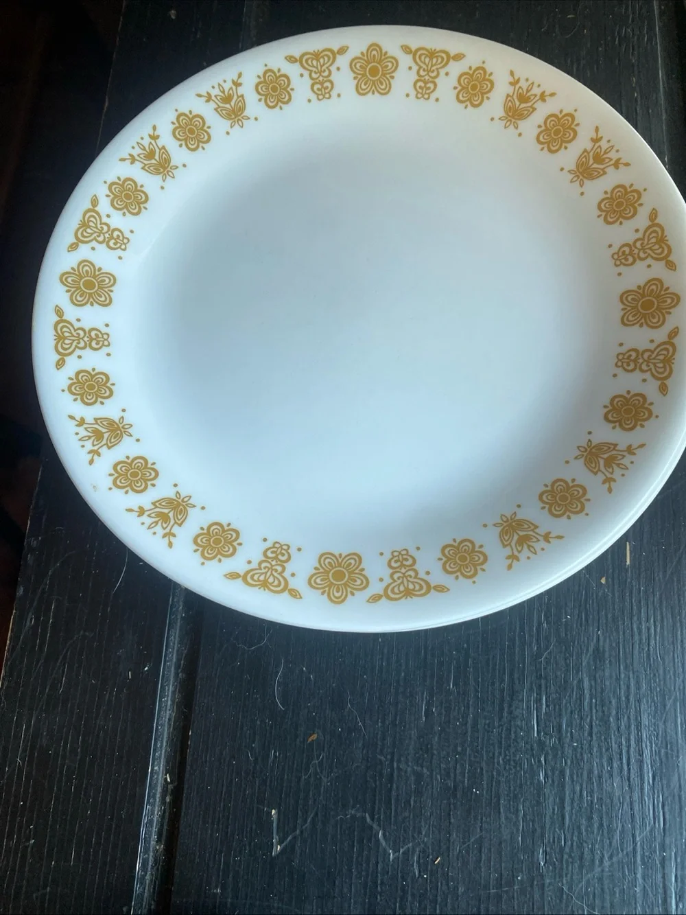 Corelle White Dinner Plates with Gold Butterfly Border - Set of 8